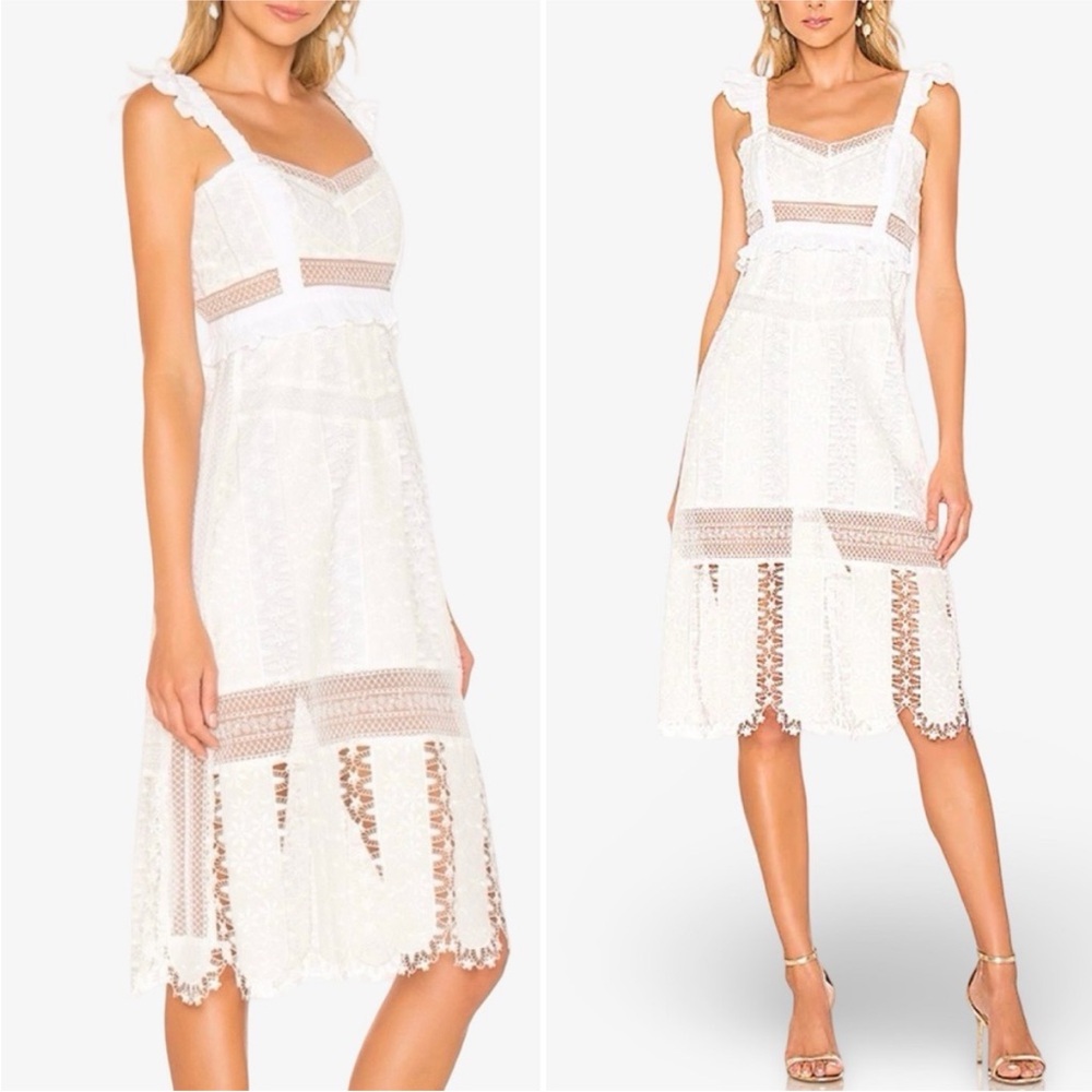 NWT FOR LOVE & LEMONS Gabrielle Midi Dress in Ivory - Picture 5 of 13